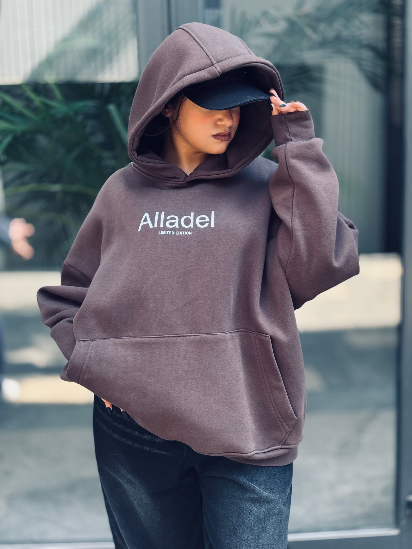 Oversized Brown Cotton Hoodie