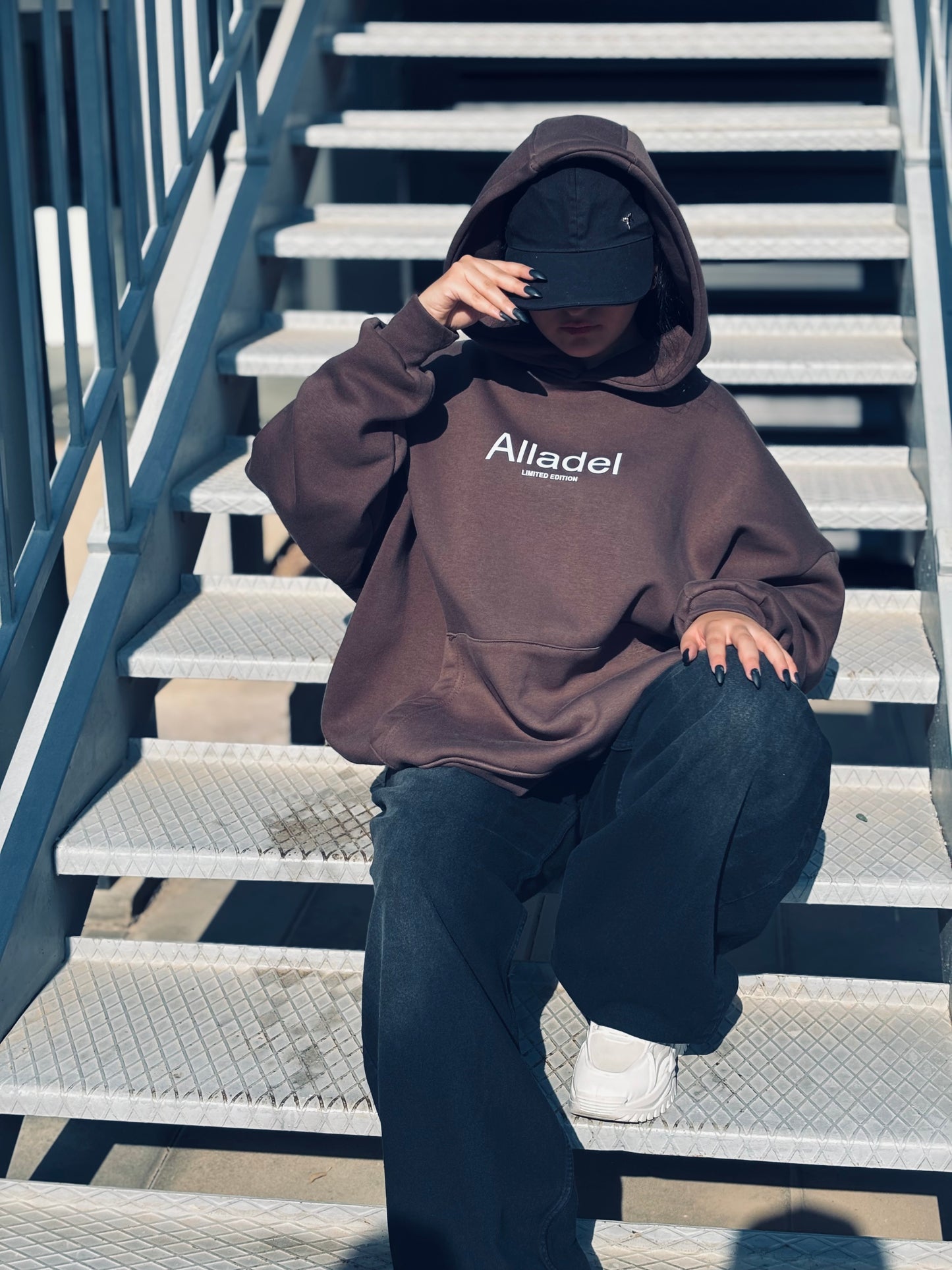 Oversized Brown Cotton Hoodie
