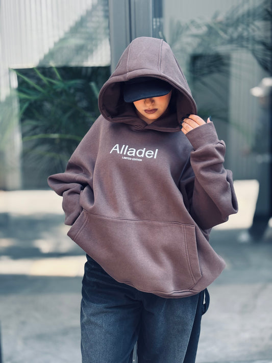Oversized Brown Cotton Hoodie